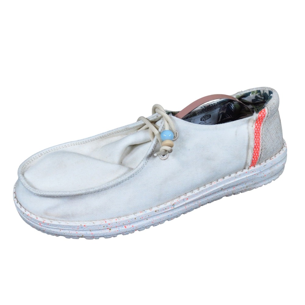 Hey Dude Wendy Fringe Women Loafers Size 8 Walking Shoes Salt White Canvas
